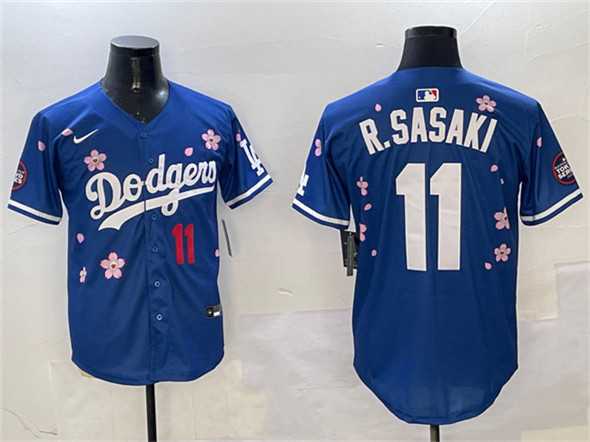 Mens Los Angeles Dodgers #11 Roki Sasaki Royal 2025 Tokyo Series Limited Stitched Jersey